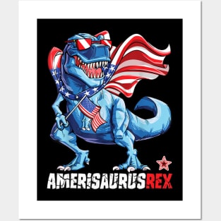 Dinosaur 4th Of July T Shirt Kids Boys Men Amerisaurus T Rex Posters and Art